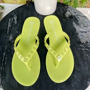Tory Burch Studded Jelly Sandals Lime Sherbet Size 7